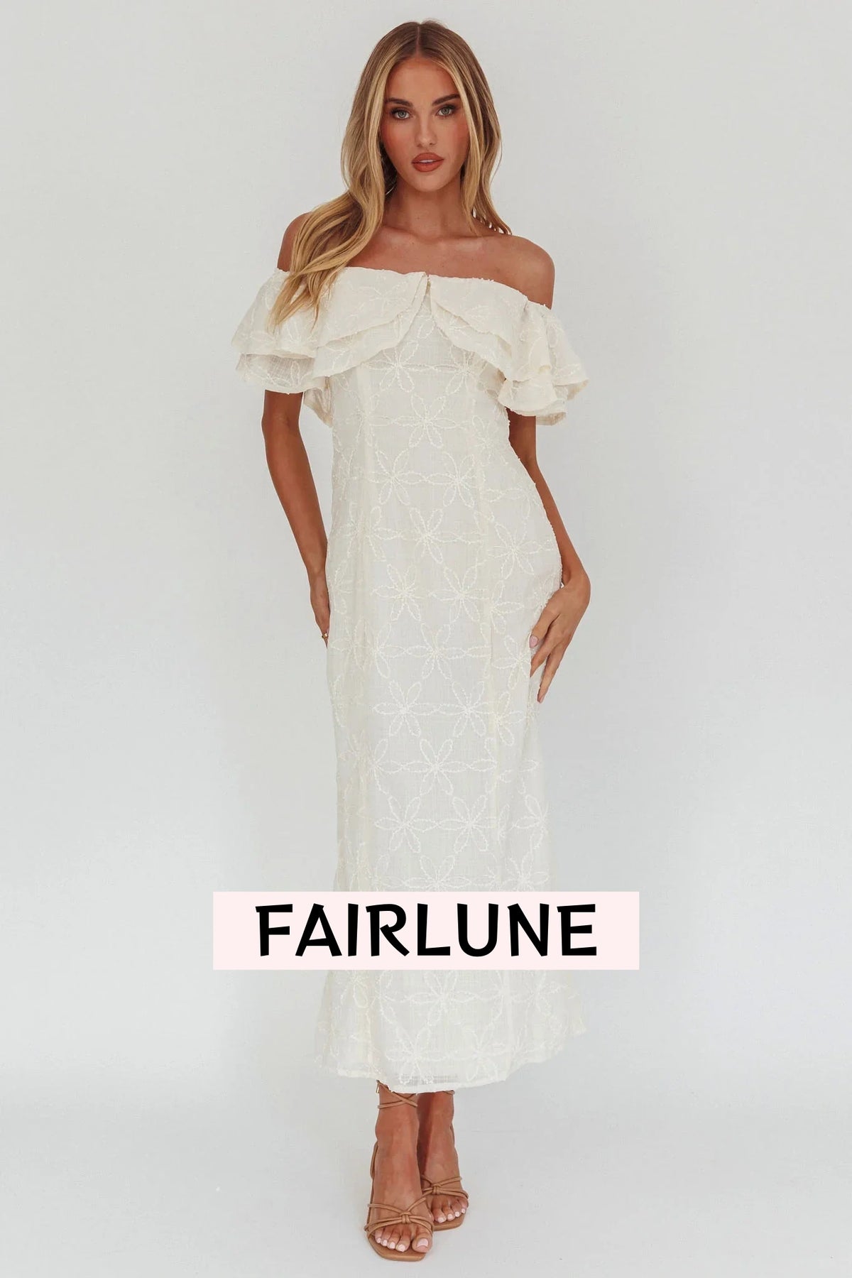 Beauty Within On-Off-Shoulder Maxi Dress Cream