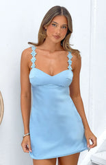 Marbelle Blue Satin Mini Dress