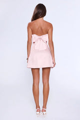 The Best Gift Satin Strapless Mini Dress Light Pink