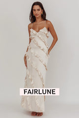 Arrabel Ruffle Trim Maxi Dress Champagne