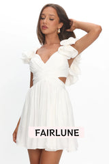 Adagio Lace-Up Back Mini Dress Off White