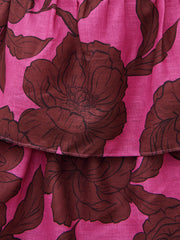 Aalyiah Square Neck Ruffle Midaxi Dress Curve - Brown and Fuchsia Floral
