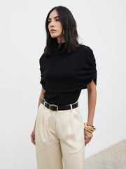 Adhara Knitted Poncho Top - Black