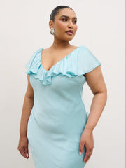 Adina Midaxi Dress Curve - Seaspray Blue