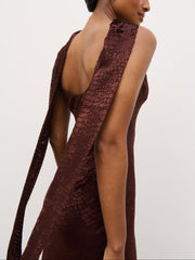 Ainsley Cowl Devore Neck Maxi Slip - Brown