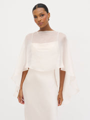 Alaia Organza Cape - Champagne