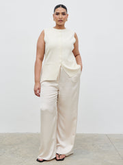 Alba Knit Longline Waistcoat Curve - Cream