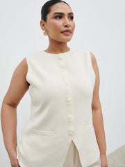 Alba Knit Longline Waistcoat Curve - Cream