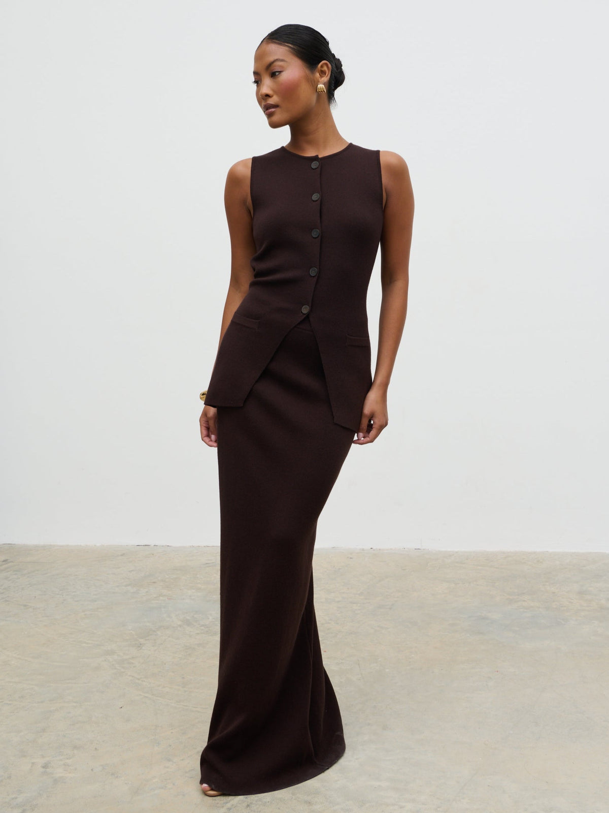 Alba Knit Maxi Skirt - Chocolate
