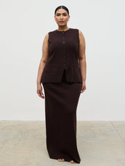Alba Knit Maxi Skirt Curve - Chocolate