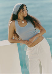 Ali Scoop Neck Knit Top - Blue
