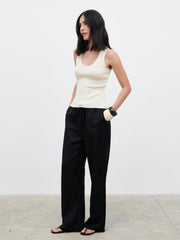 Ali Scoop Neck Knit Top - Oyster