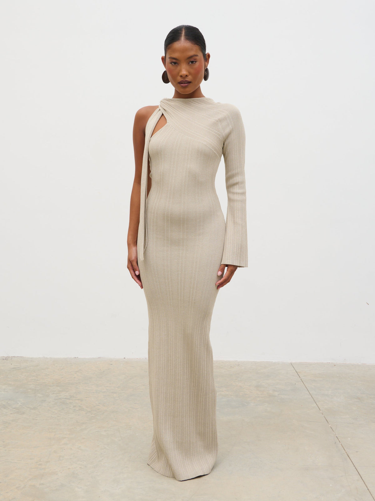 Allegra Sparkle Knit Maxi Dress - Champagne Sparkle