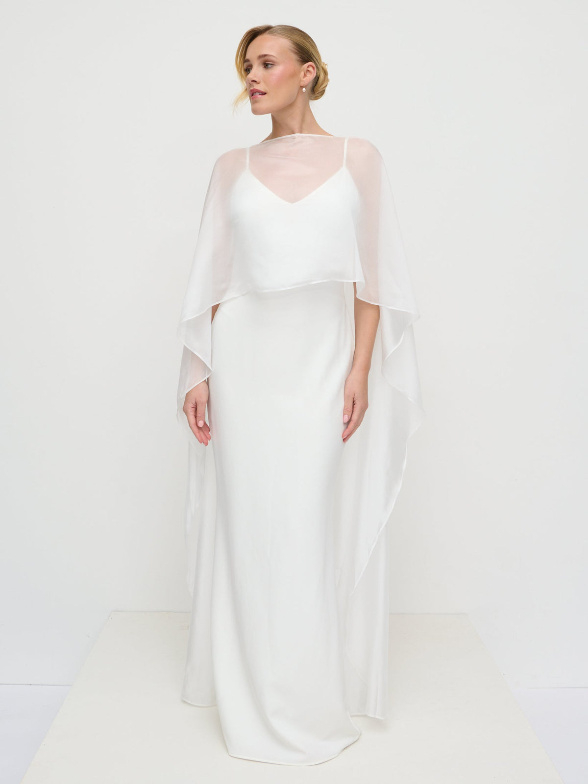 Almada Draped Organza Cape - Ivory