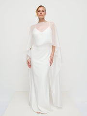 Almada Draped Organza Cape - Ivory