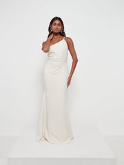 Amelia Crepe Bridesmaid Maxi Dress - Champagne