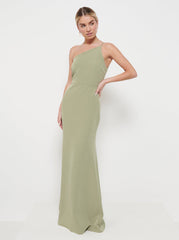 Amelia Crepe Maxi Bridesmaid Dress - Olive