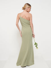 Amelia Crepe Maxi Bridesmaid Dress - Olive