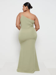 Amelia Crepe Maxi Bridesmaid Dress Curve - Olive
