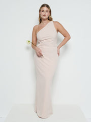 Amelia Crepe Ruched Maxi Bridesmaid Dress - Blush
