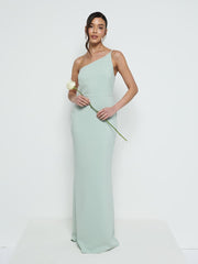 Amelia One Shoulder Crepe Maxi Bridesmaid Dress - Sage