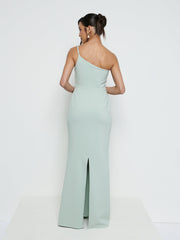 Amelia One Shoulder Crepe Maxi Bridesmaid Dress - Sage