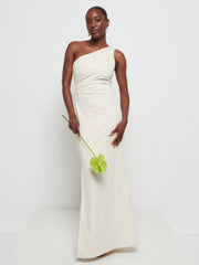 Amelia Crepe Ruched Maxi Bridesmaid Dress - Champagne
