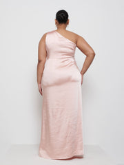 Amelia Ruched Maxi Bridesmaid Dress Curve - Blush