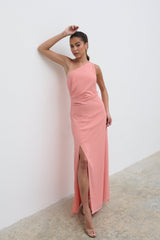 Amelia Ruched Maxi Dress  - Apricot Ice