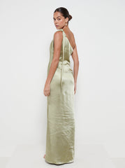 Amelia Tie Maxi Bridesmaids Dress - Matte Olive