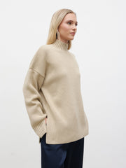 Amory Grown Neck Knit Jumper - Beige