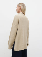 Amory Grown Neck Knit Jumper - Beige