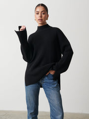 Amory Grown Neck Knit Jumper - Black