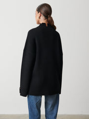 Amory Grown Neck Knit Jumper - Black