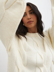 Atlantic Chunky Cable Knit Jumper - Cream