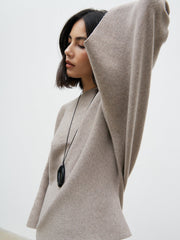 Aurelie Drape Sleeve Knit Jumper - Dark Taupe