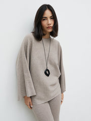 Aurelie Drape Sleeve Knit Jumper - Dark Taupe