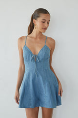 Bea Front Tie Denim Romper