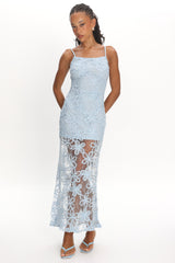 Elowna Embellished Maxi Dress Light Blue