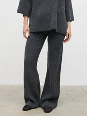 Beautrix Knit Straight Leg Trousers - Charcoal