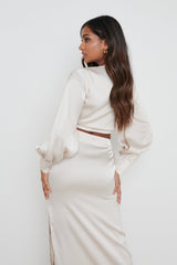 Bec Ruched Waist Midaxi Skirt - Oyster