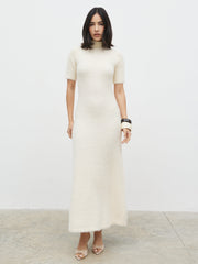 Belisse Short Sleeve Knit Midaxi Dress - Cream