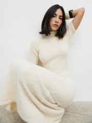 Belisse Short Sleeve Knit Midaxi Dress - Cream
