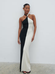 Berkley Contrast Knit Maxi Dress - Cream and Black