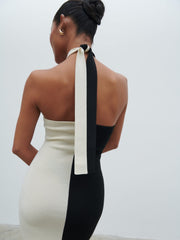 Berkley Contrast Knit Maxi Dress - Cream and Black