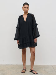 Betsy Long Sleeve Mini Dress - Black