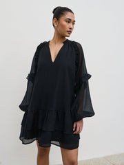 Betsy Long Sleeve Mini Dress - Black