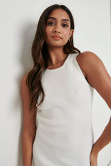 Billie Ribbed Racer Mini Dress - Cream