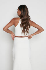 Billie Ribbed Racer Crop Top - Cream