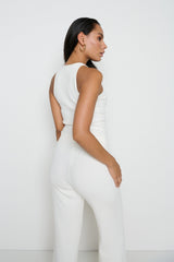 Billie Ribbed Racer Tee Lounge - Cream